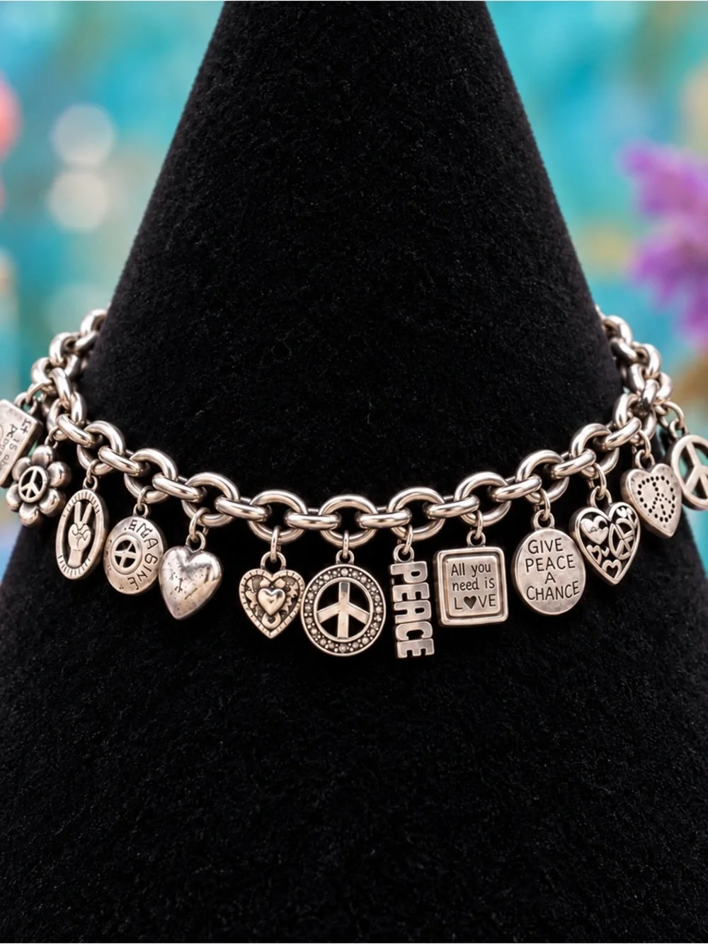 Brighton Imagine Give Peace a Chance Charm Bracelet Peace Love Retired
